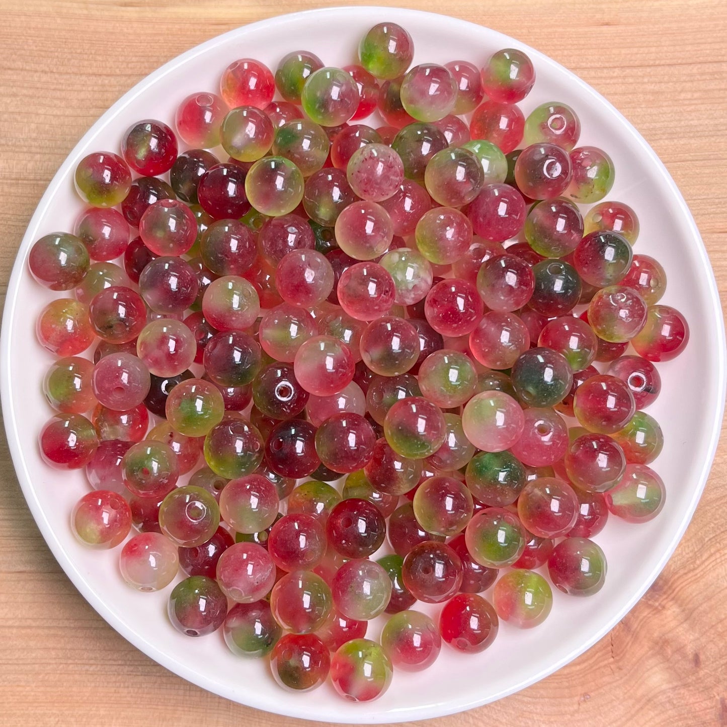 Watermelon chalcedony(DYED) bead 132pcs_ 1 bowl 8mm(DYED18)