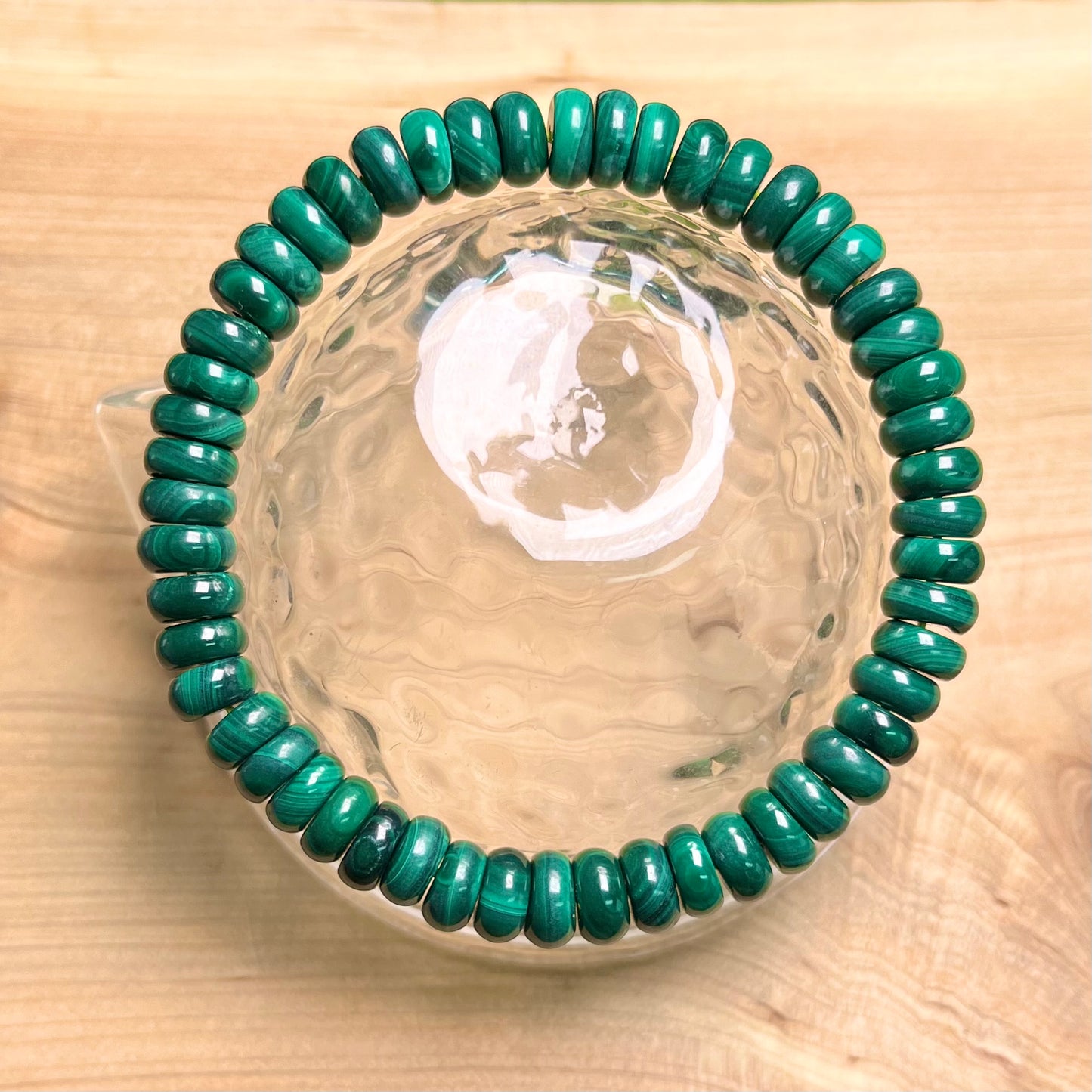 Malachite Disk bead handmade bracelet 5-8mm