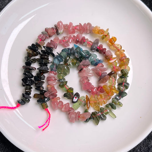 Rainbow tourmaline chip strand 3-7mm